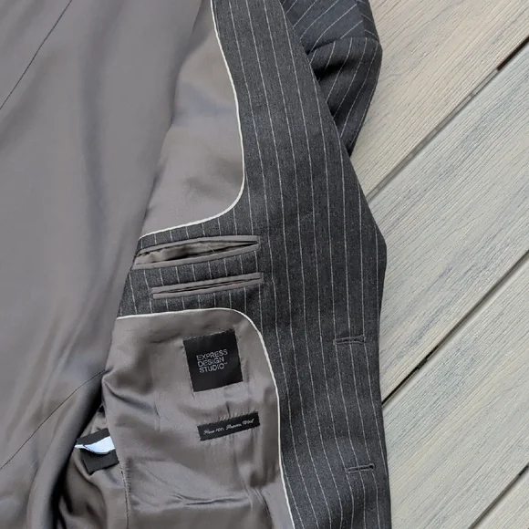 Men's Pinstripe Blazer - Black - Picture 6 of 12